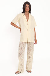 Mindy Lace Pant Set - Yellow