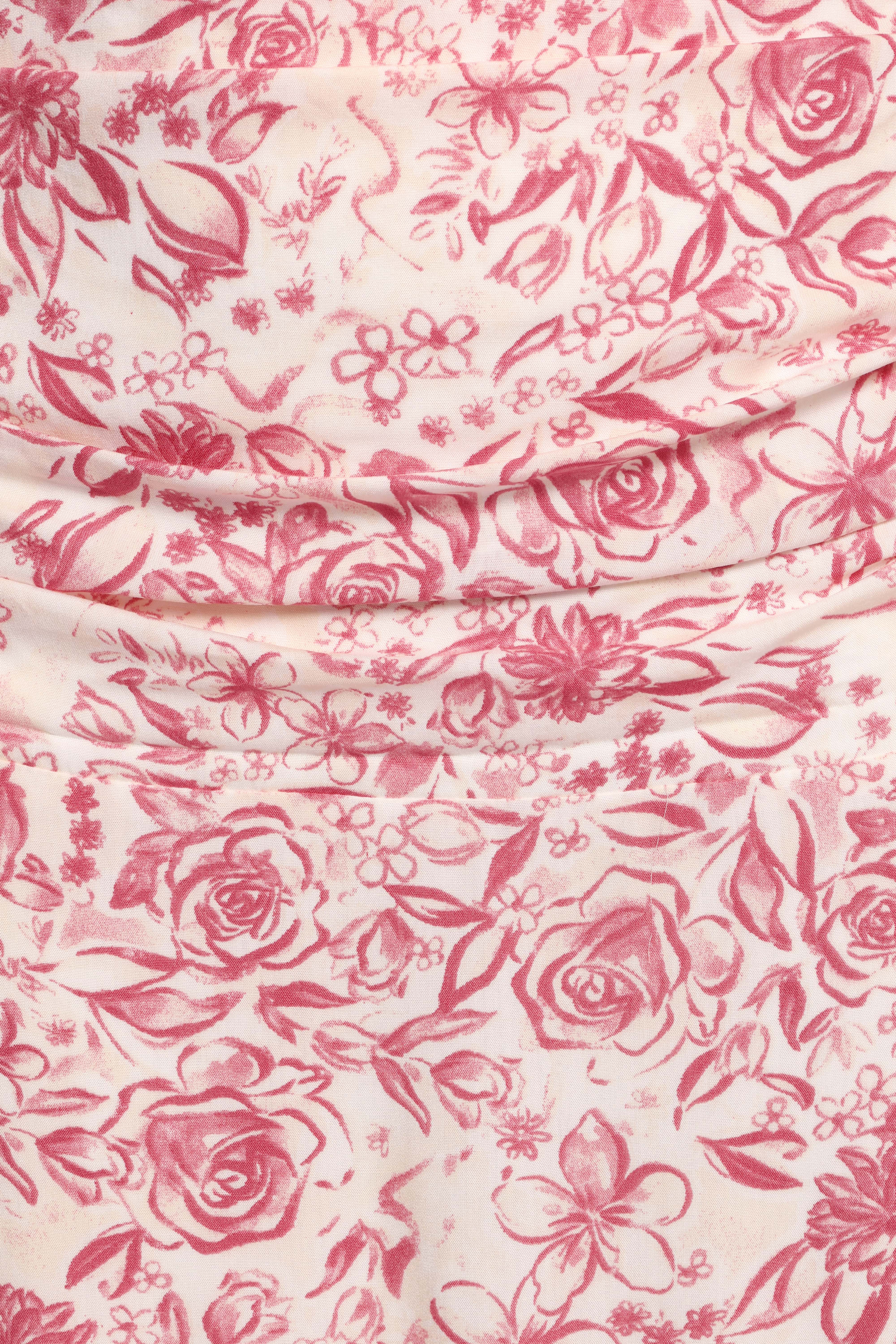 Velda Ruched Maxi Skirt - Pink Floral