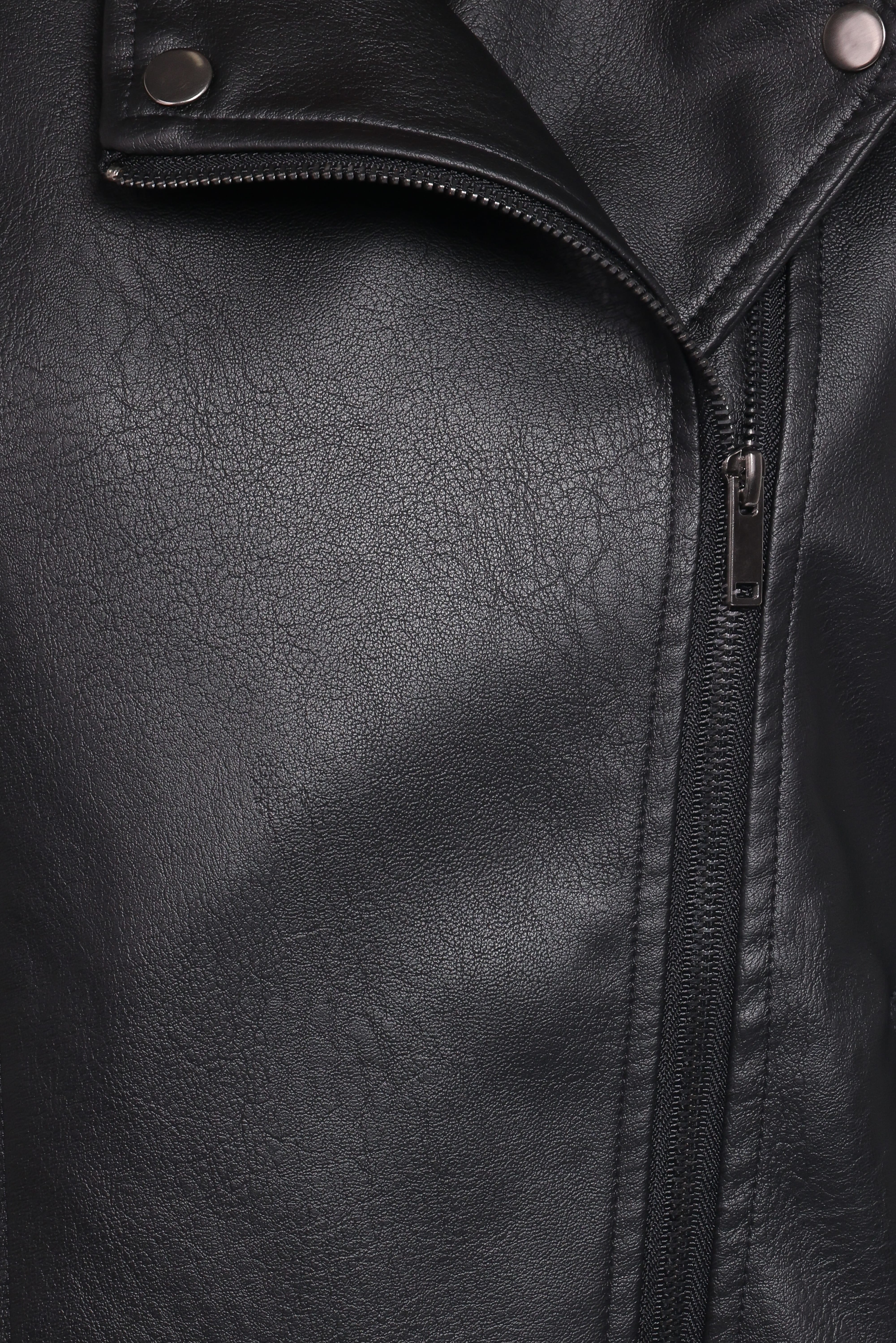 Parsons Oversized Faux Leather Moto Jacket - Black