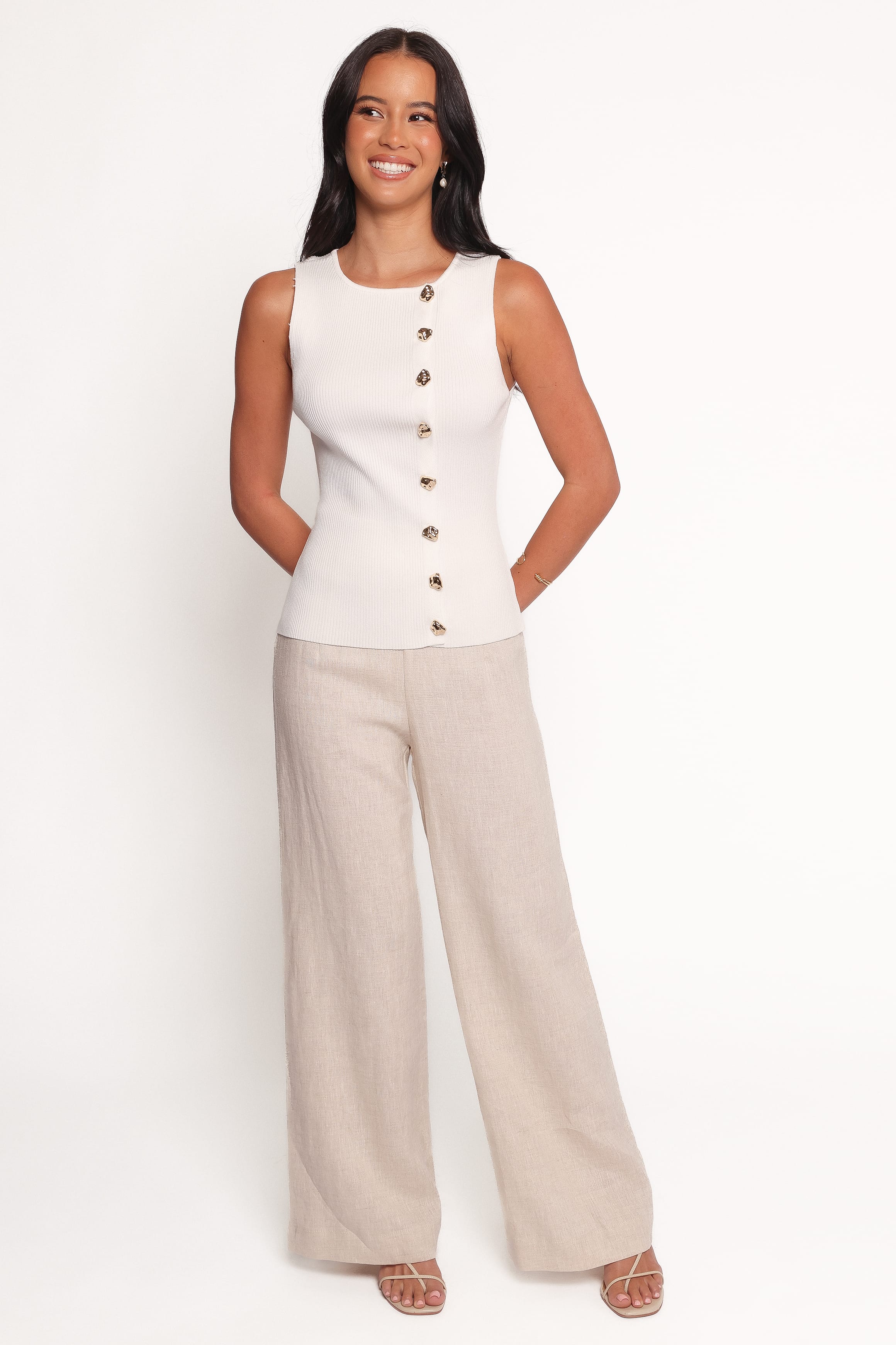 Lysa Knit Vest Top - White