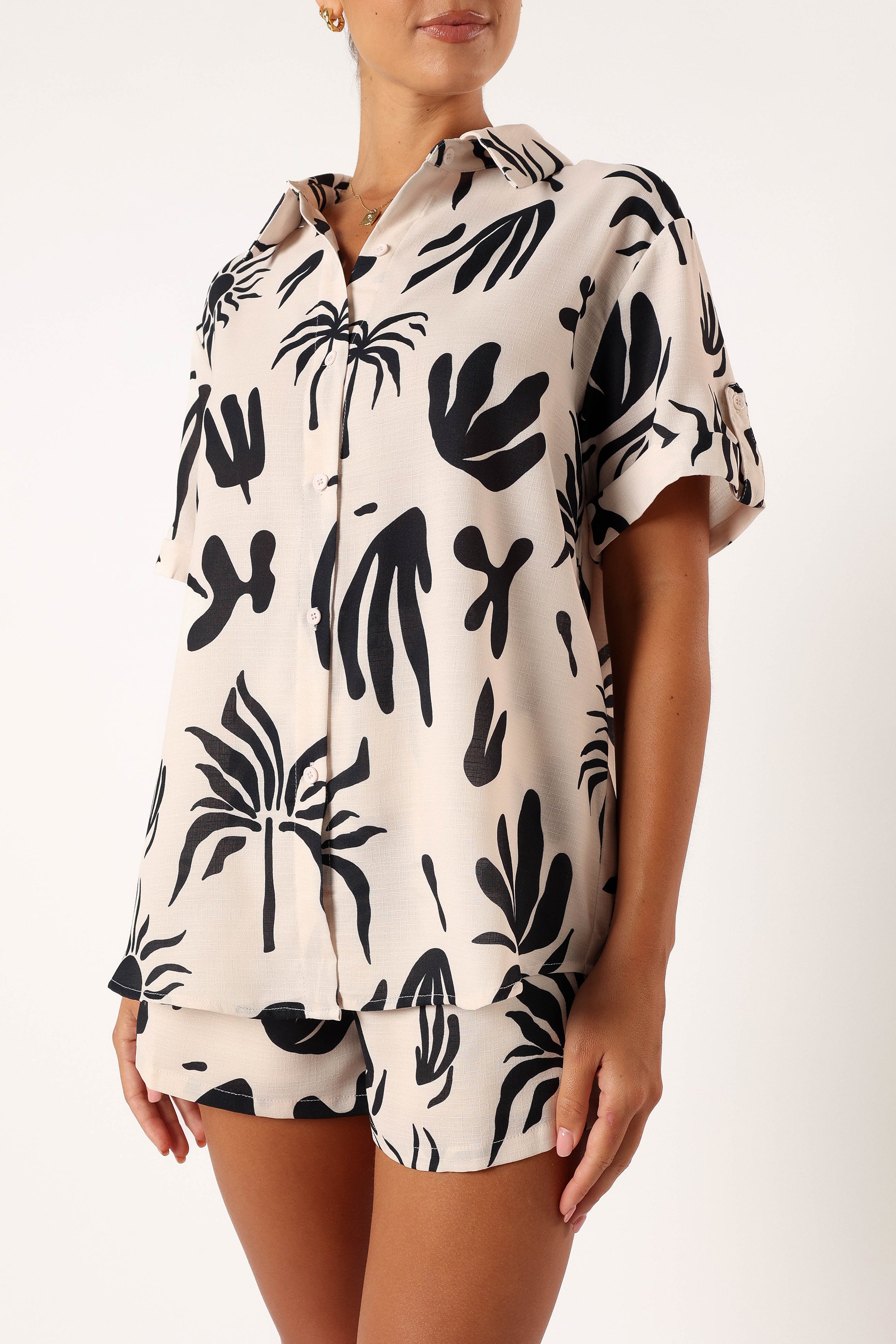 Sawyer Short Sleeve Shirt - Beige Black